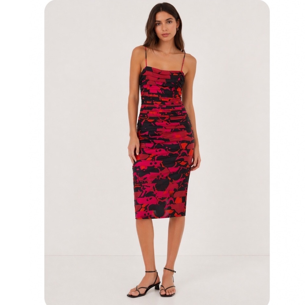 JS Collections Tiered Ruffle Cocktail midi Dress 12 VIBRANT RESORT WEDDING GUEST